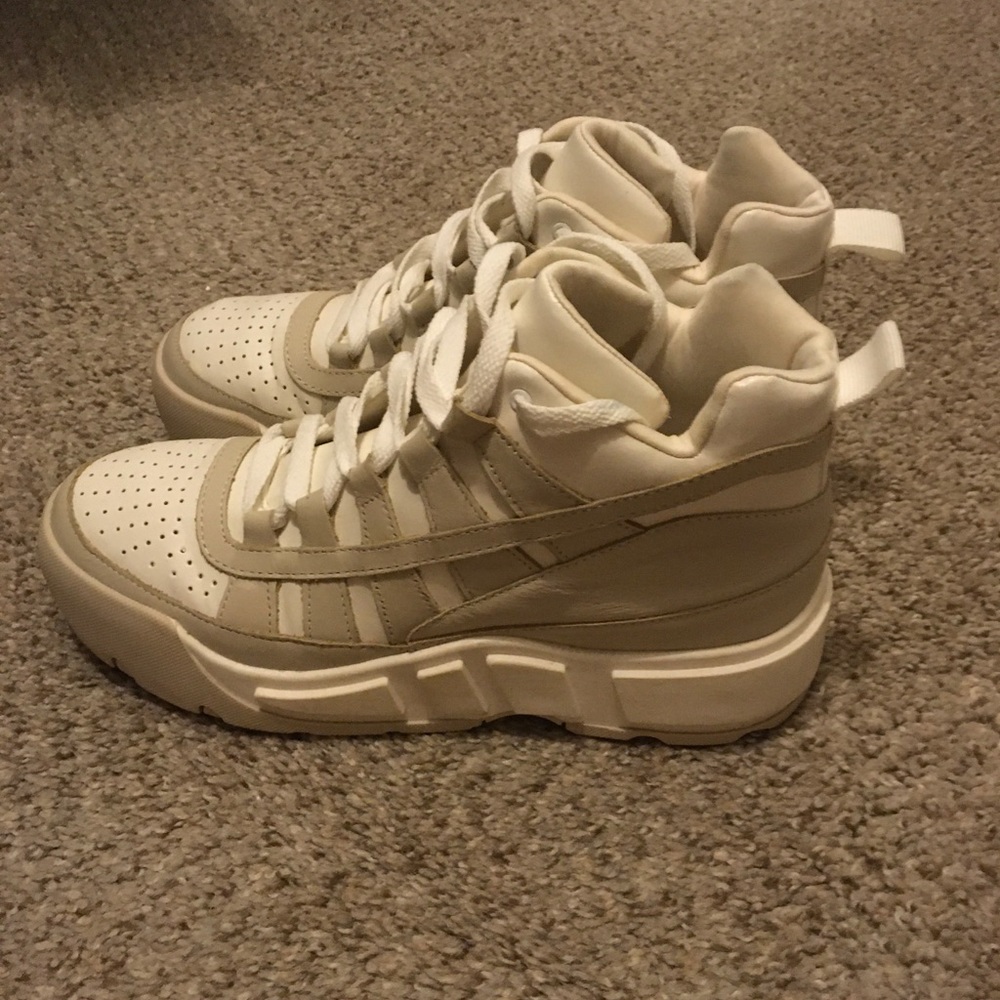 Zara White High Top Platform Sneakers